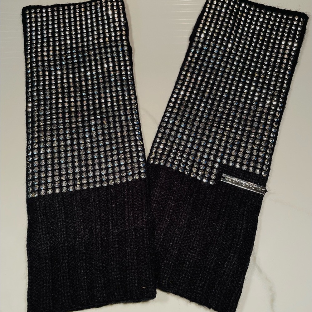 Michael kors black silver studded fingerless gloves nwot